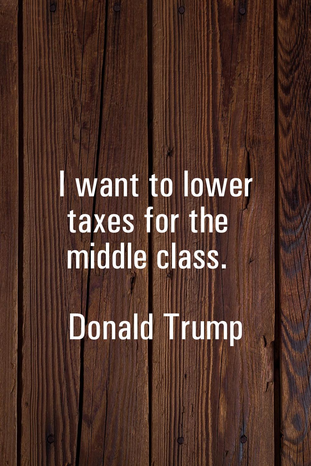 I want to lower taxes for the middle class.