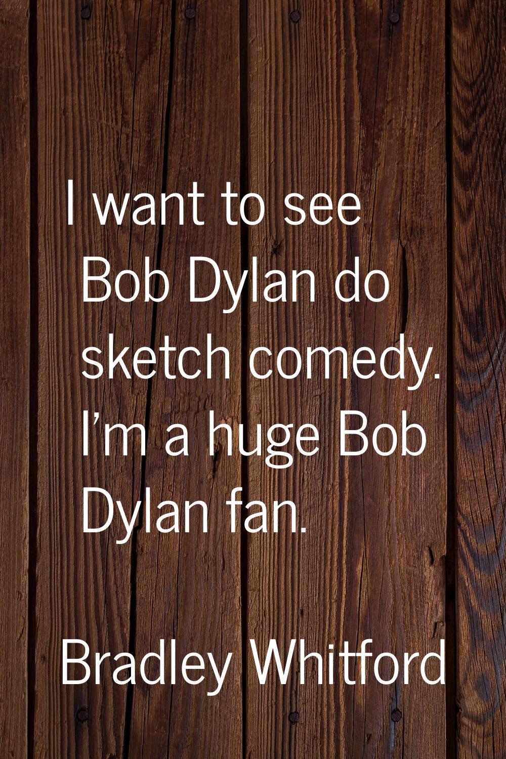 I want to see Bob Dylan do sketch comedy. I'm a huge Bob Dylan fan.