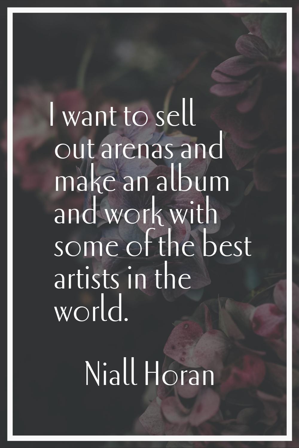 I want to sell out arenas and make an album and work with some of the best artists in the world.