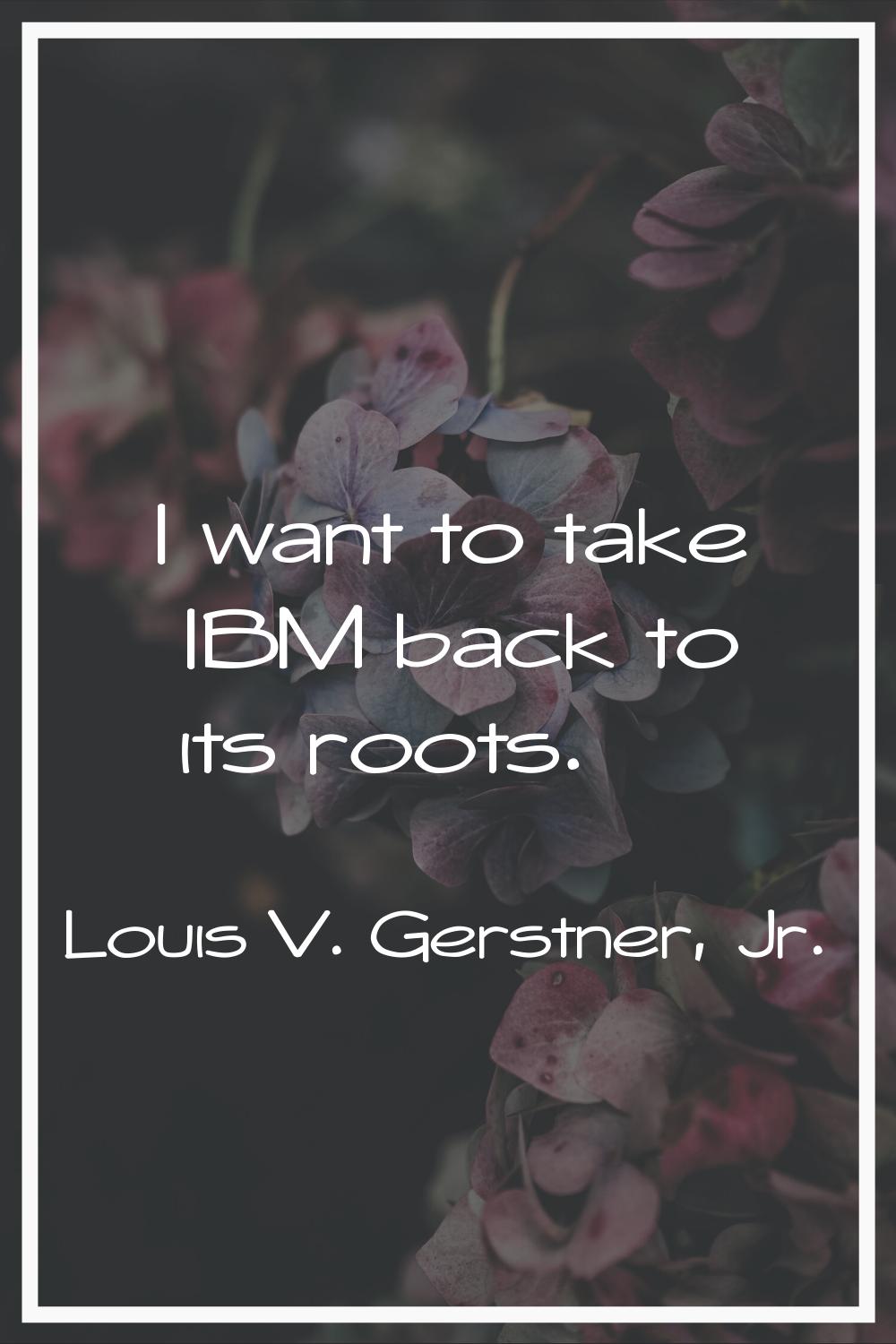 I want to take IBM back to its roots.