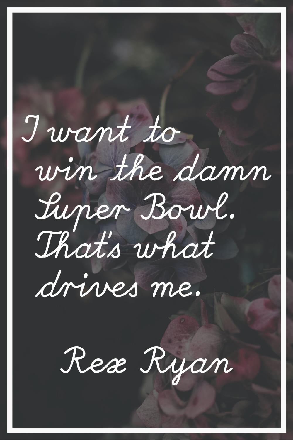 I want to win the damn Super Bowl. That's what drives me.