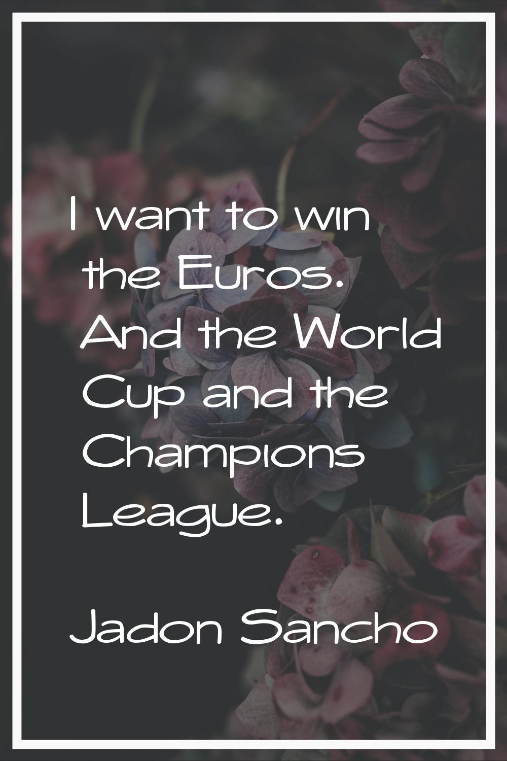 I want to win the Euros. And the World Cup and the Champions League.