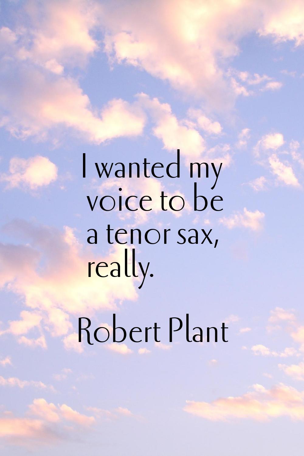 I wanted my voice to be a tenor sax, really.