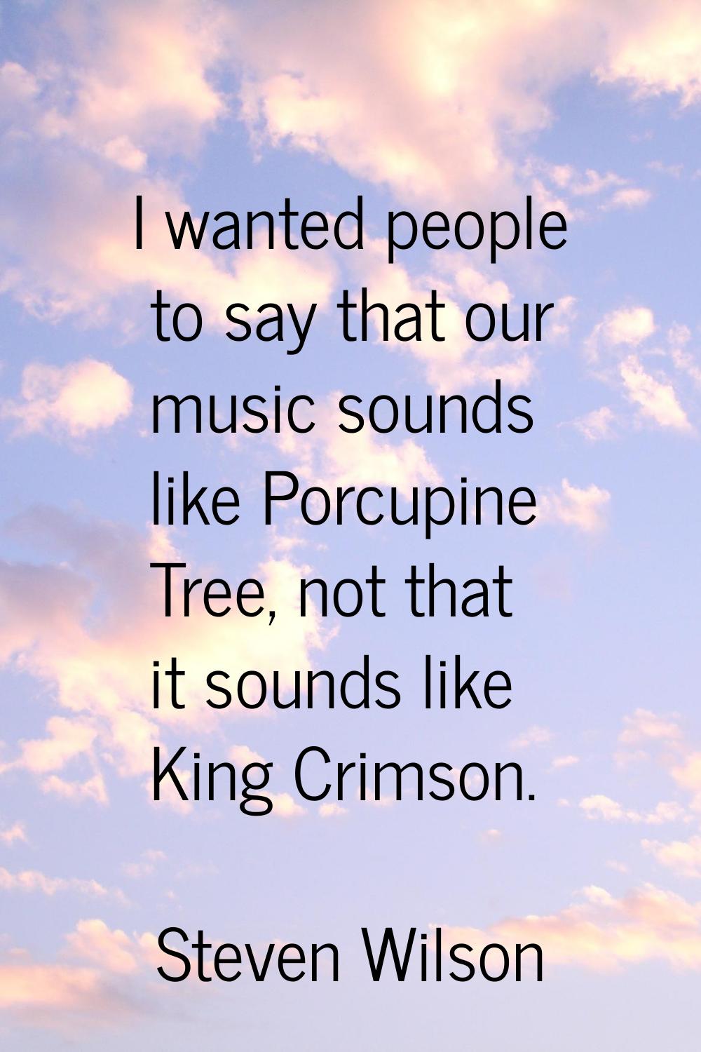 I wanted people to say that our music sounds like Porcupine Tree, not that it sounds like King Crim