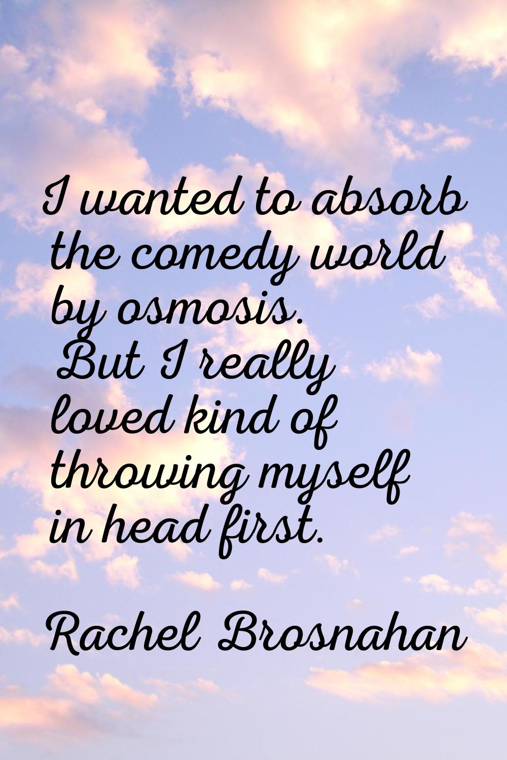 I wanted to absorb the comedy world by osmosis. But I really loved kind of throwing myself in head 