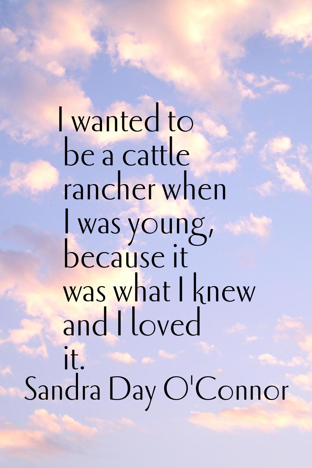 I wanted to be a cattle rancher when I was young, because it was what I knew and I loved it.