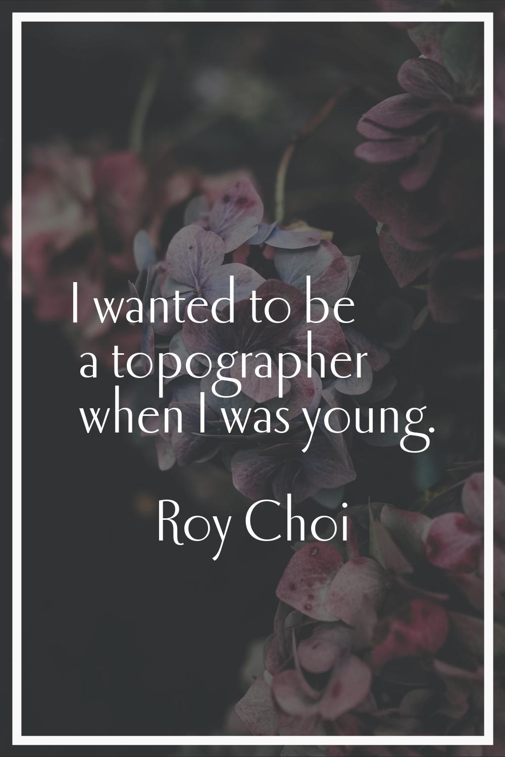 I wanted to be a topographer when I was young.