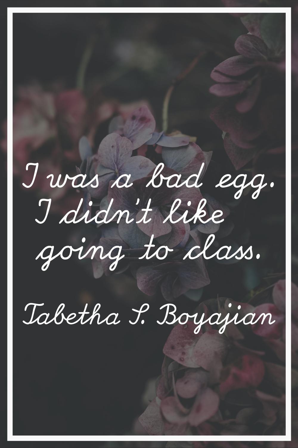 I was a bad egg. I didn't like going to class.