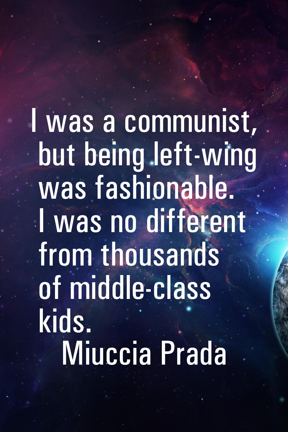 I was a communist, but being left-wing was fashionable. I was no different from thousands of middle