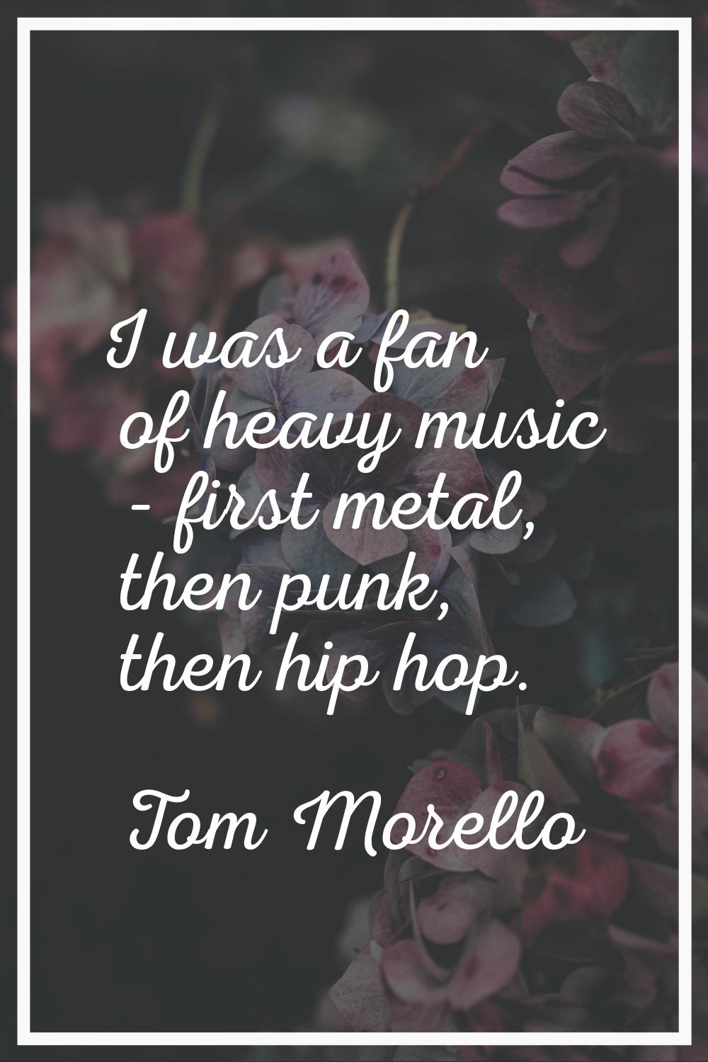 I was a fan of heavy music - first metal, then punk, then hip hop.