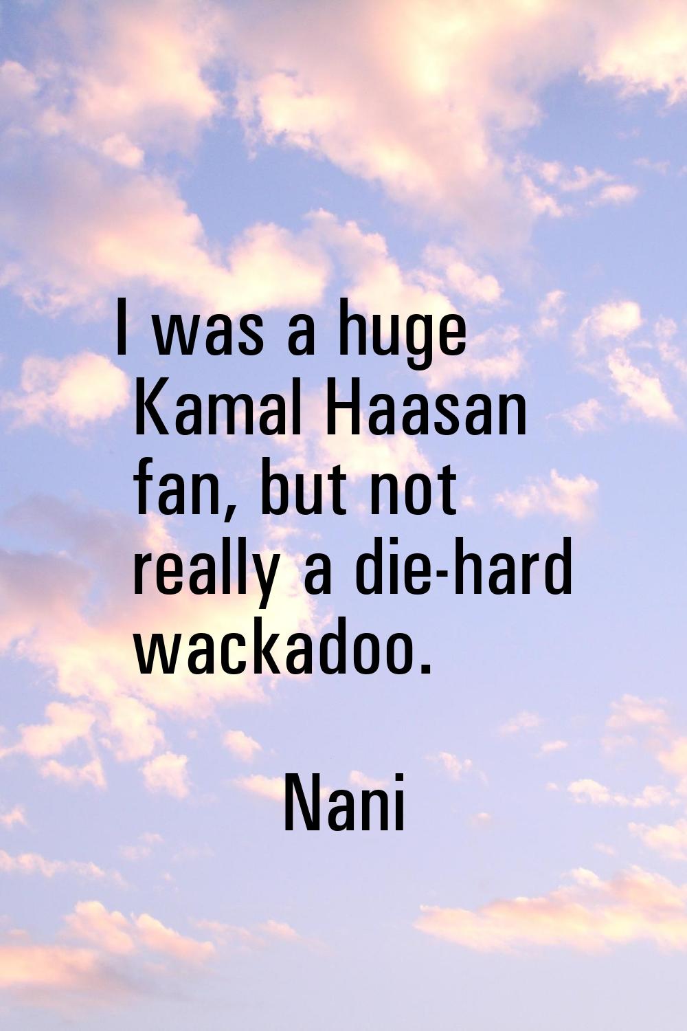 I was a huge Kamal Haasan fan, but not really a die-hard wackadoo.