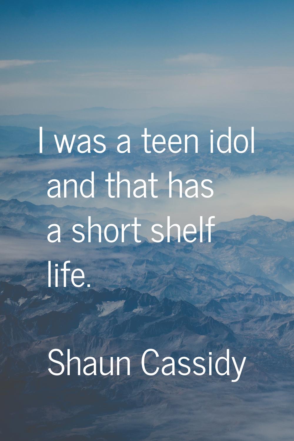 I was a teen idol and that has a short shelf life.
