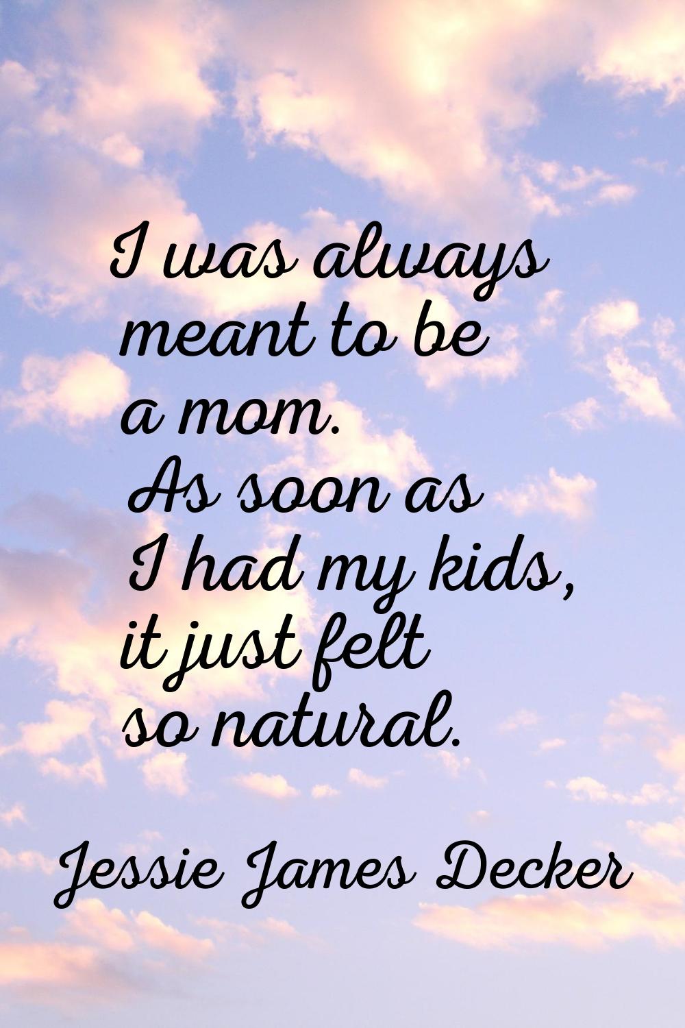 I was always meant to be a mom. As soon as I had my kids, it just felt so natural.
