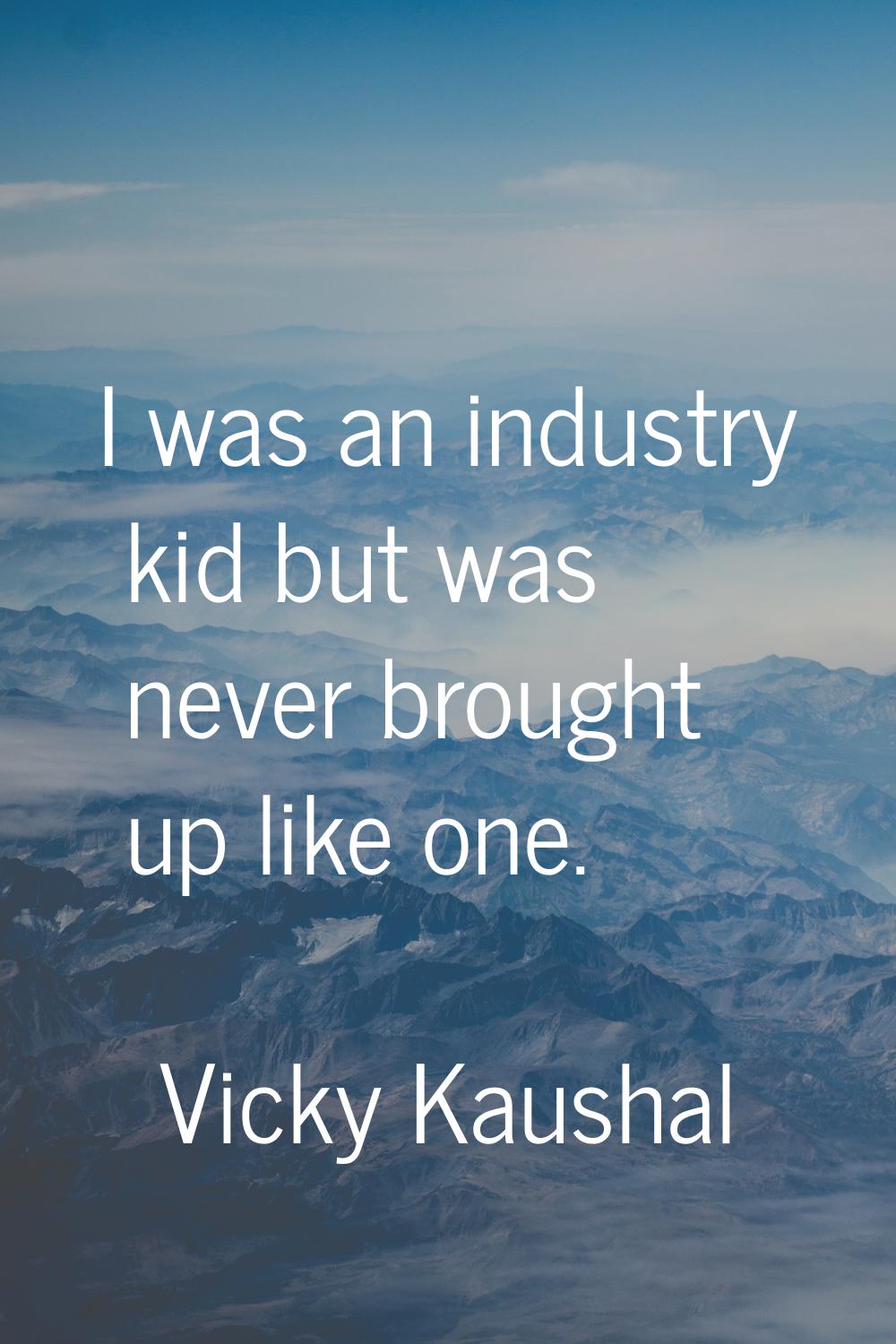 I was an industry kid but was never brought up like one.