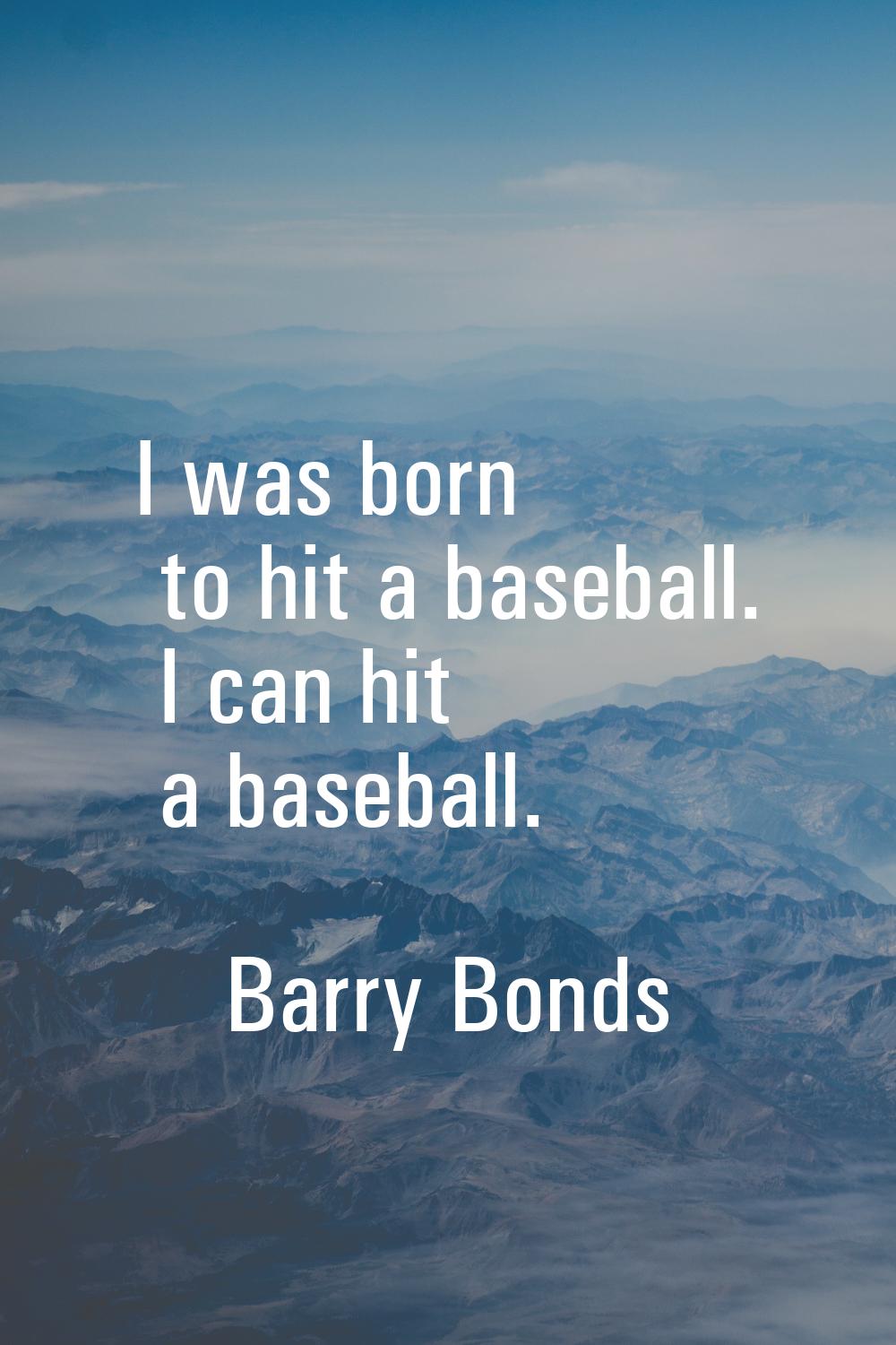 I was born to hit a baseball. I can hit a baseball.