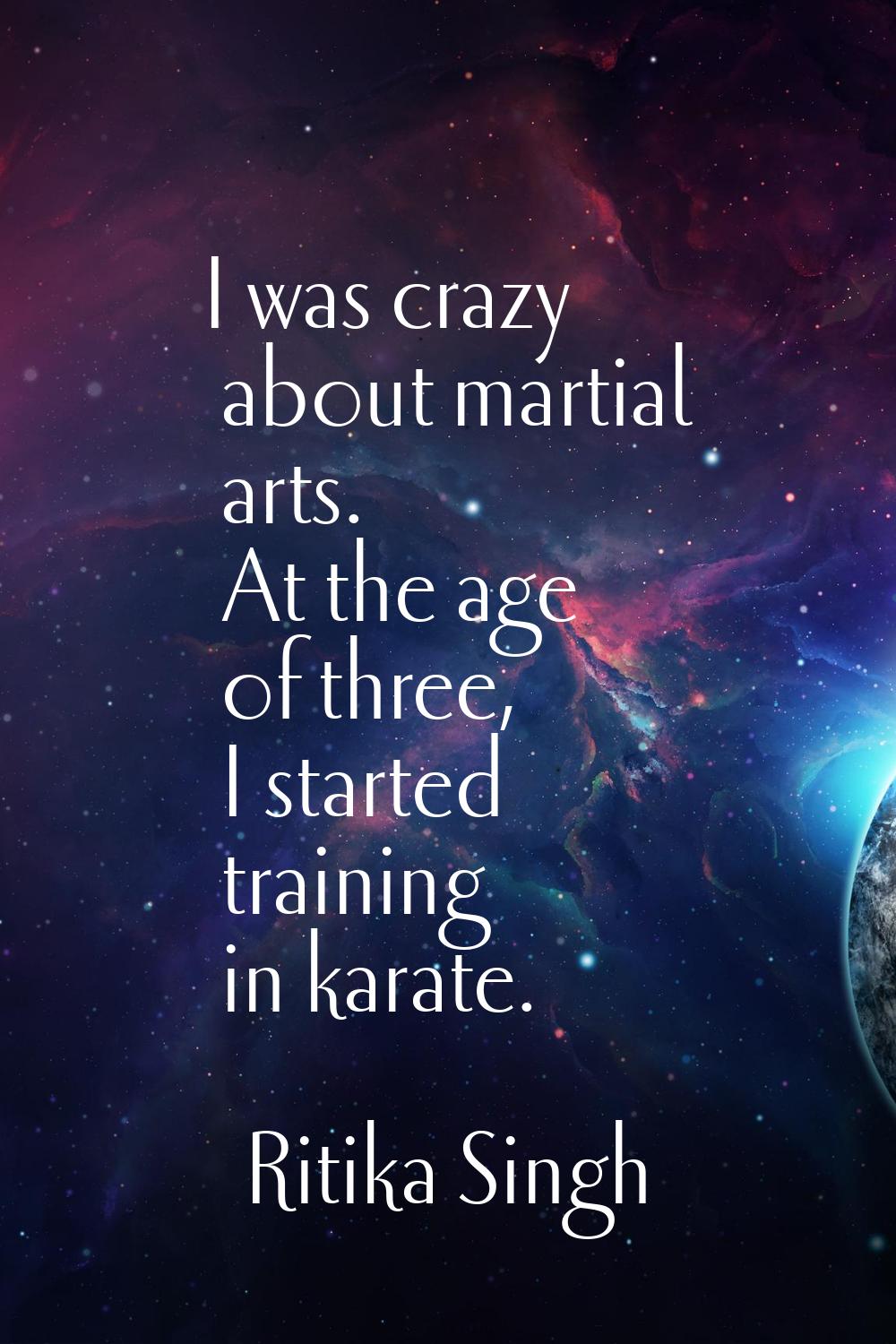 I was crazy about martial arts. At the age of three, I started training in karate.