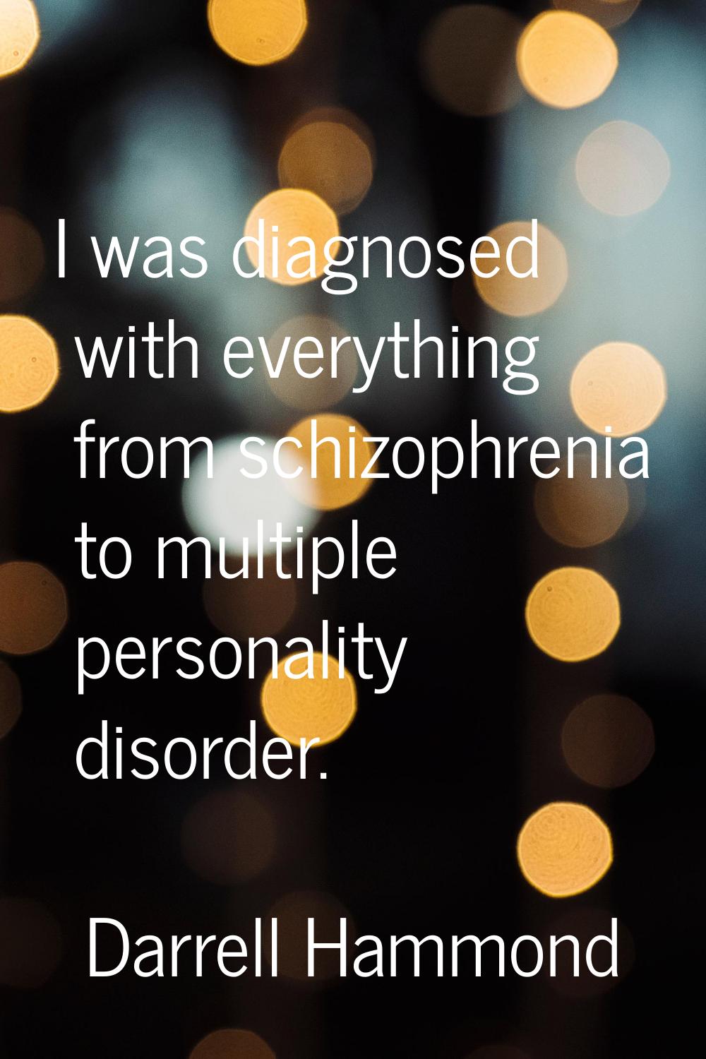 I was diagnosed with everything from schizophrenia to multiple personality disorder.