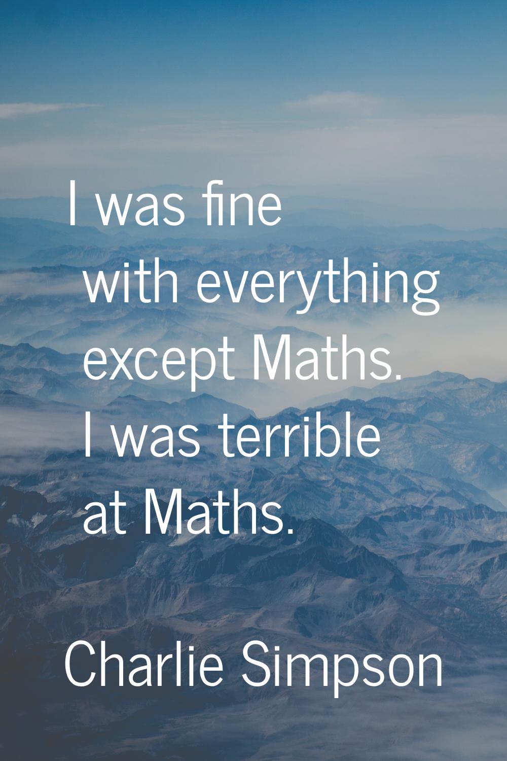 I was fine with everything except Maths. I was terrible at Maths.