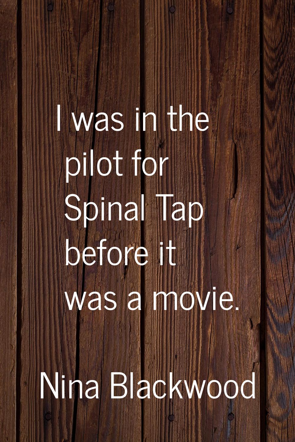I was in the pilot for Spinal Tap before it was a movie.