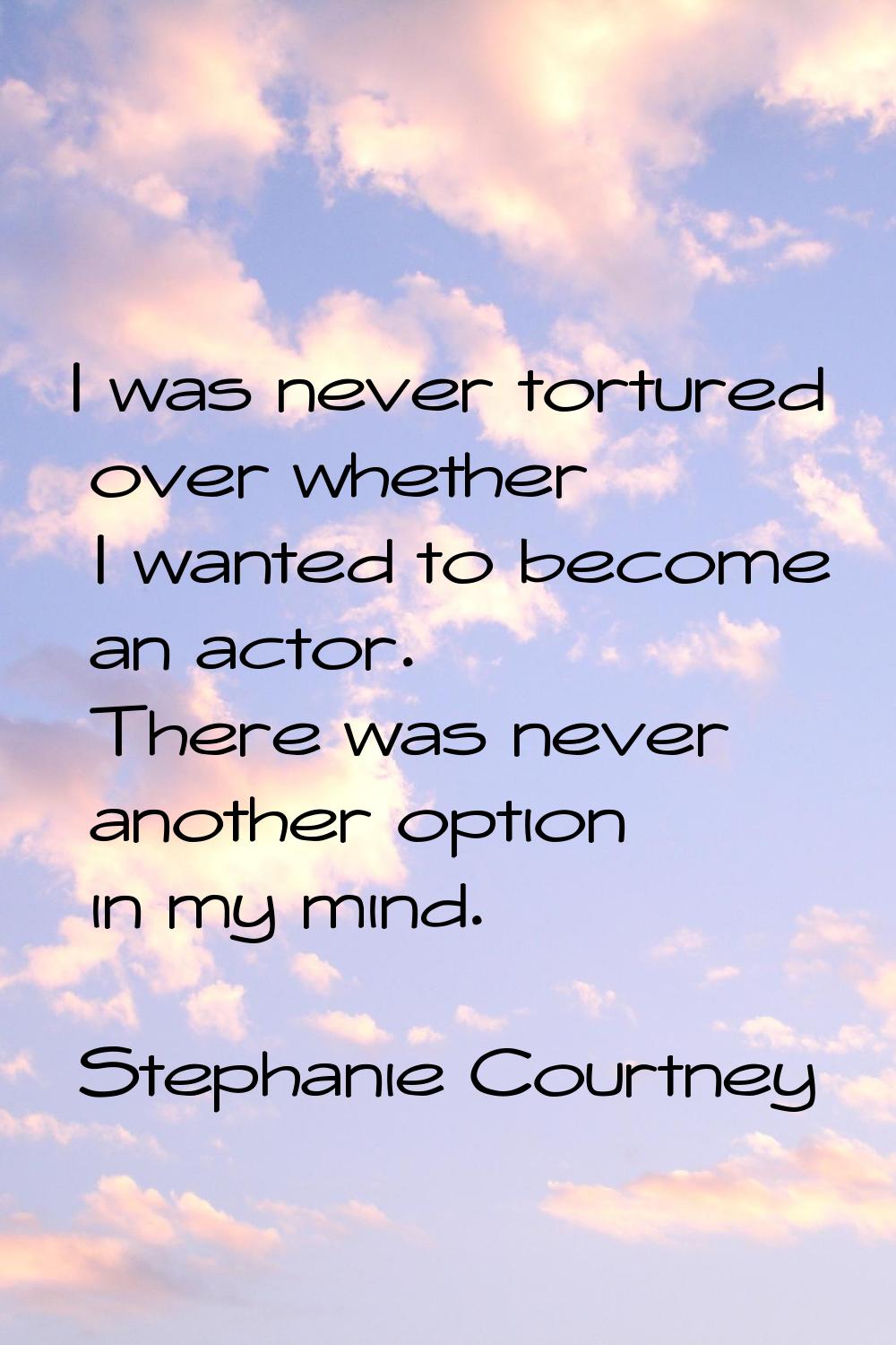 I was never tortured over whether I wanted to become an actor. There was never another option in my