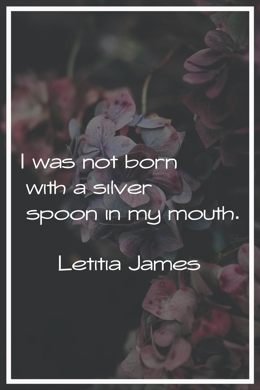 I was not born with a silver spoon in my mouth.