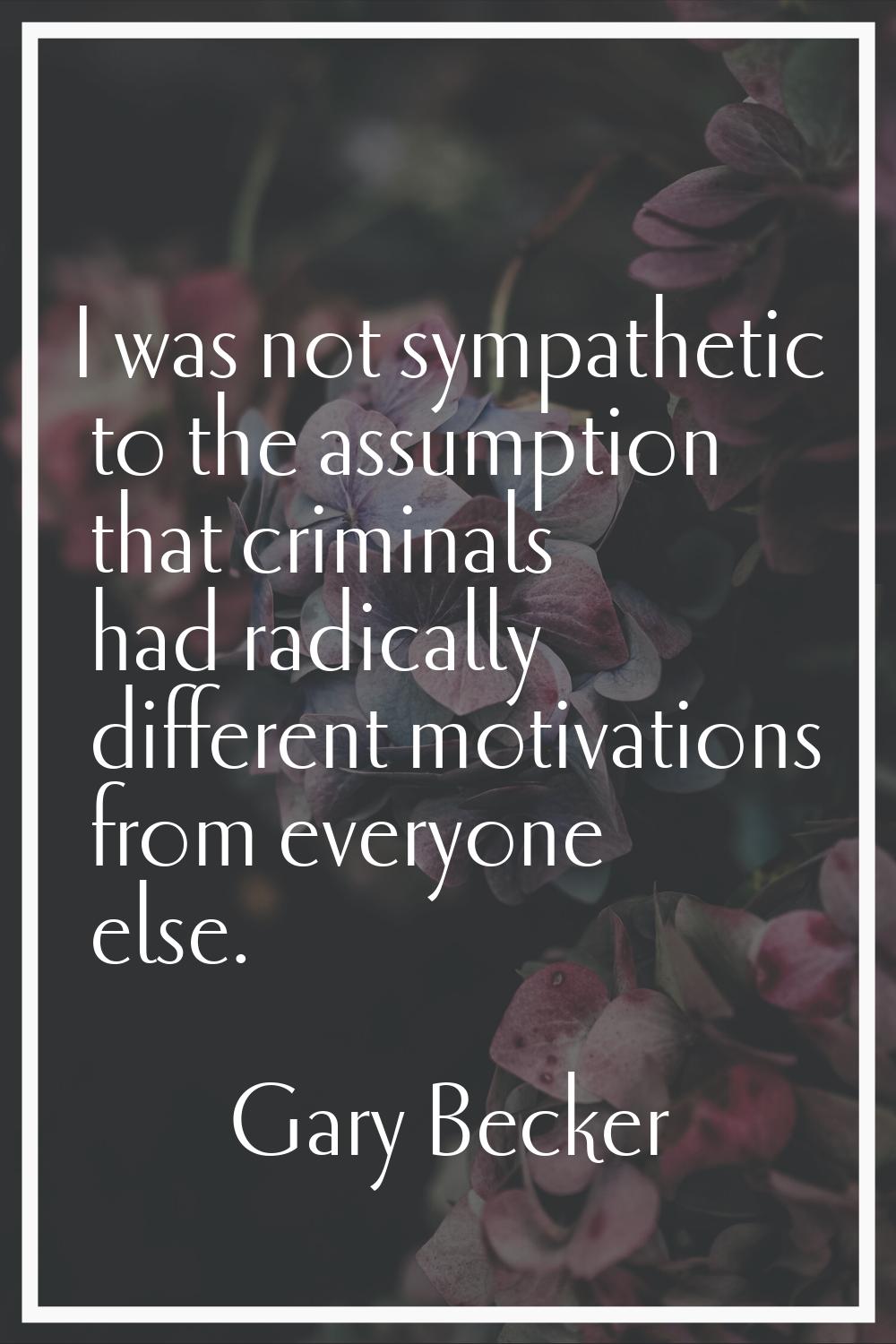 I was not sympathetic to the assumption that criminals had radically different motivations from eve