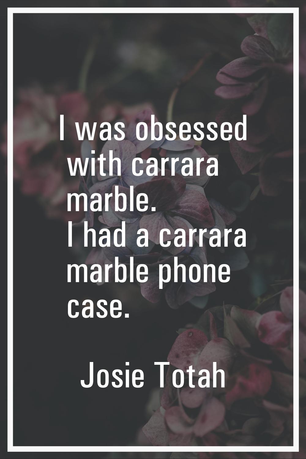 I was obsessed with carrara marble. I had a carrara marble phone case.