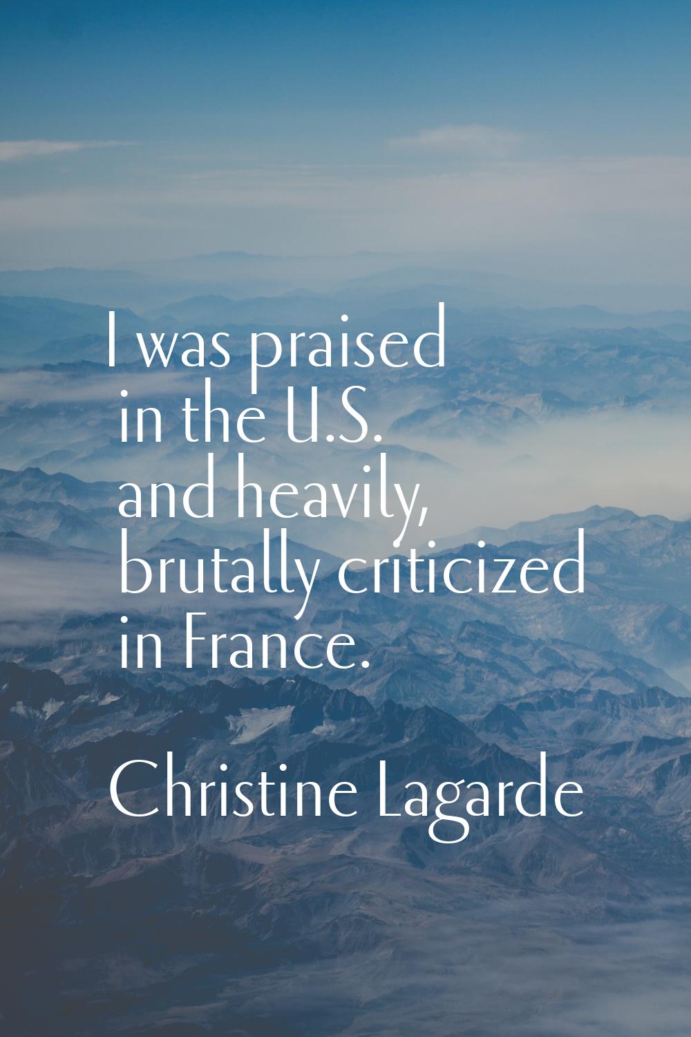 I was praised in the U.S. and heavily, brutally criticized in France.