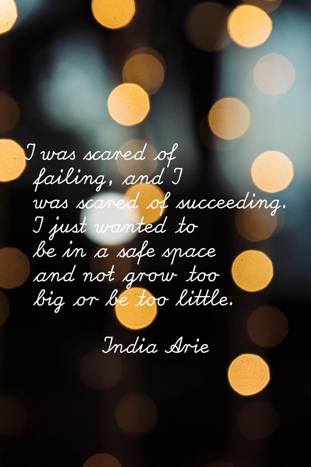 I was scared of failing, and I was scared of succeeding. I just wanted to be in a safe space and no