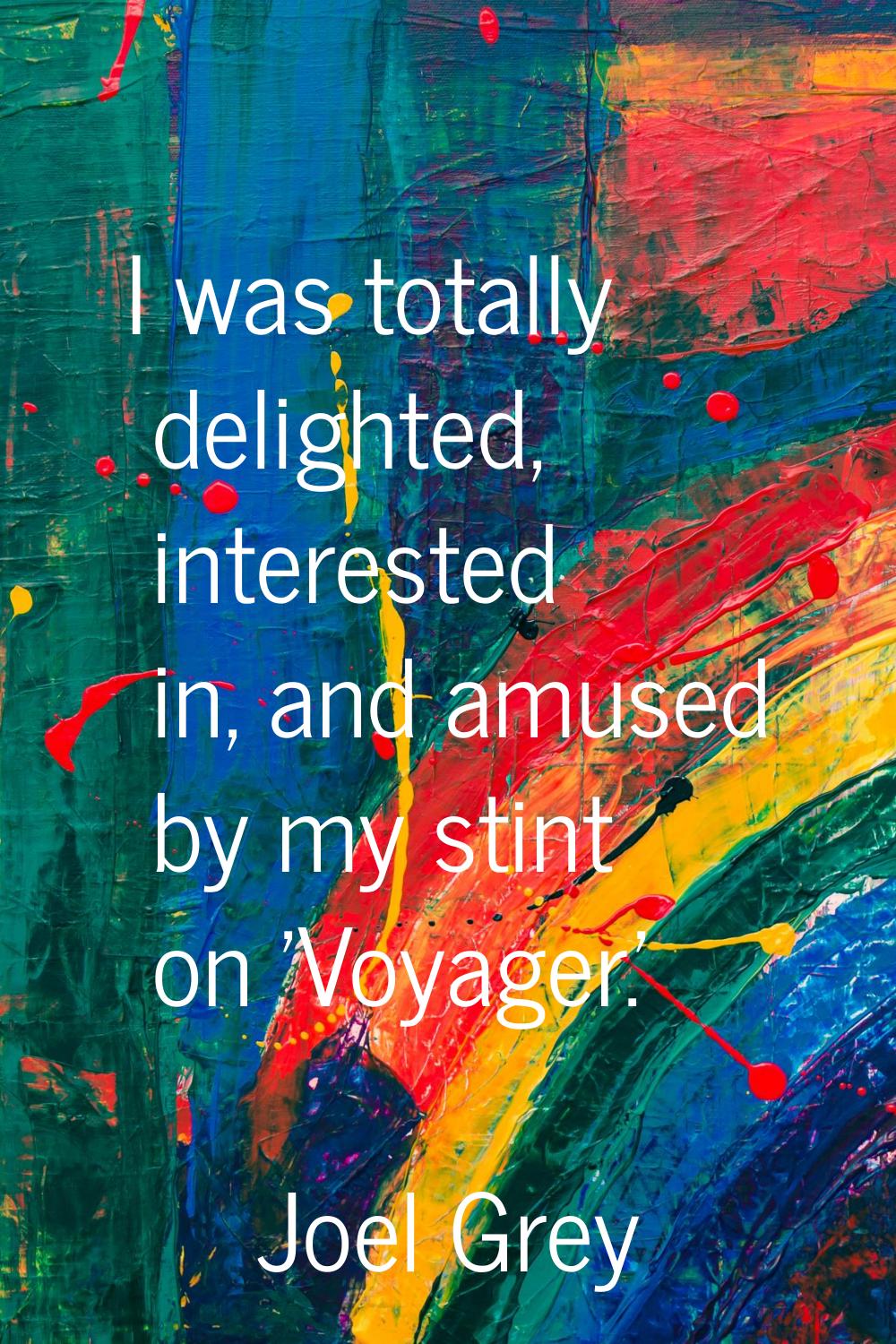 I was totally delighted, interested in, and amused by my stint on 'Voyager.'