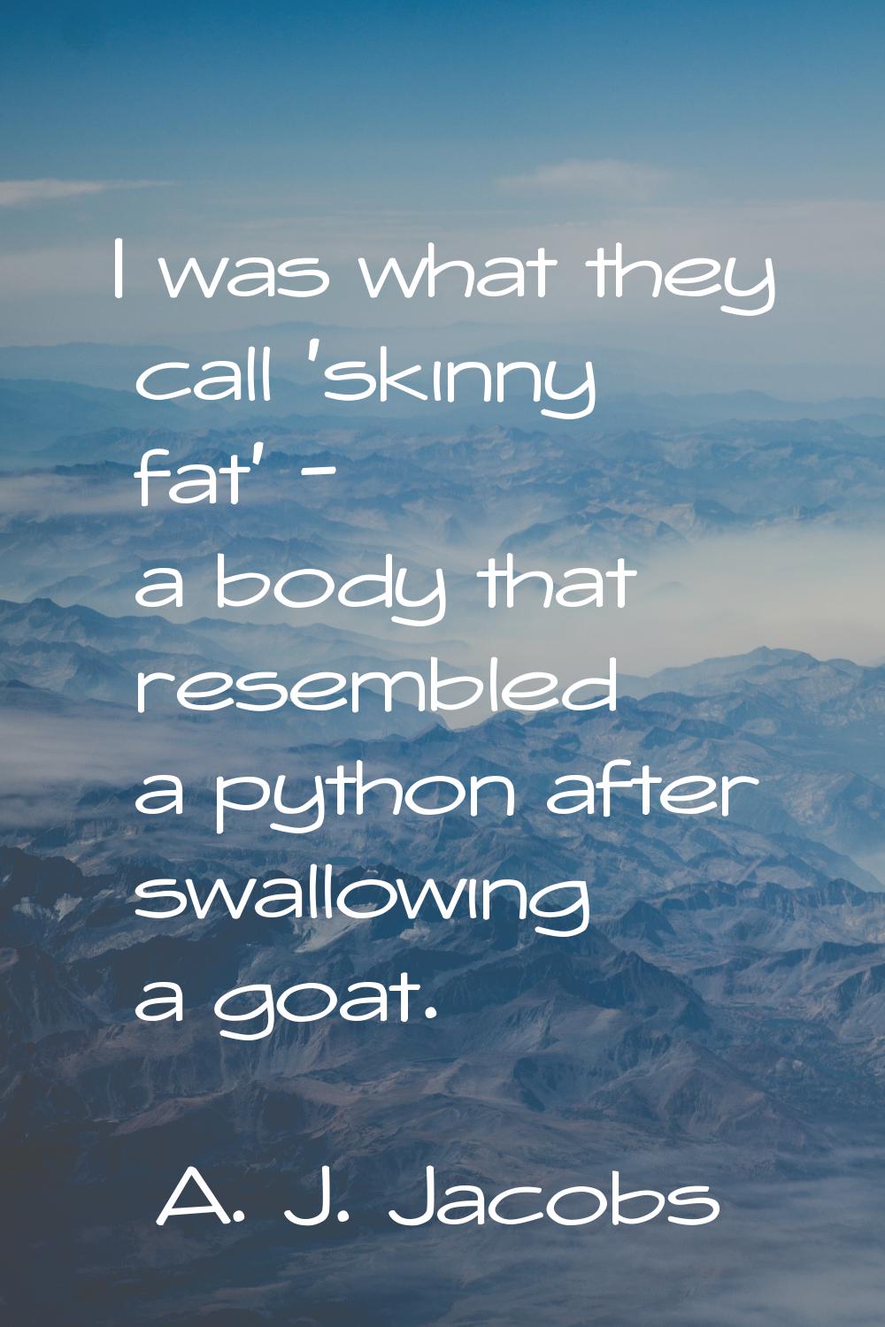 I was what they call 'skinny fat' - a body that resembled a python after swallowing a goat.