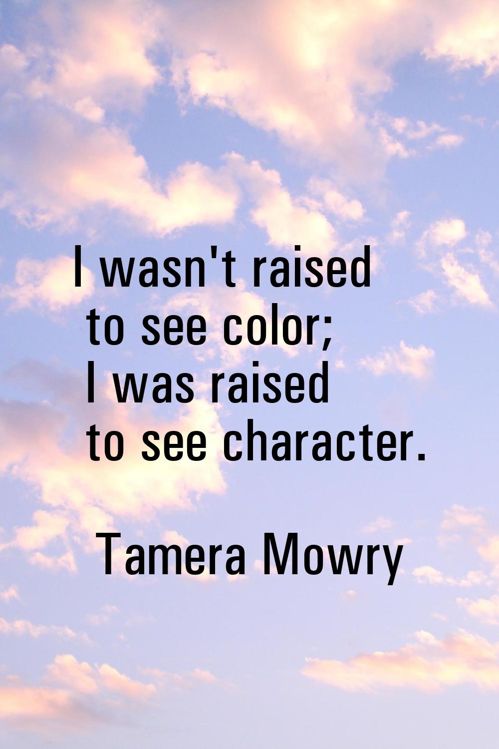 I wasn't raised to see color; I was raised to see character.