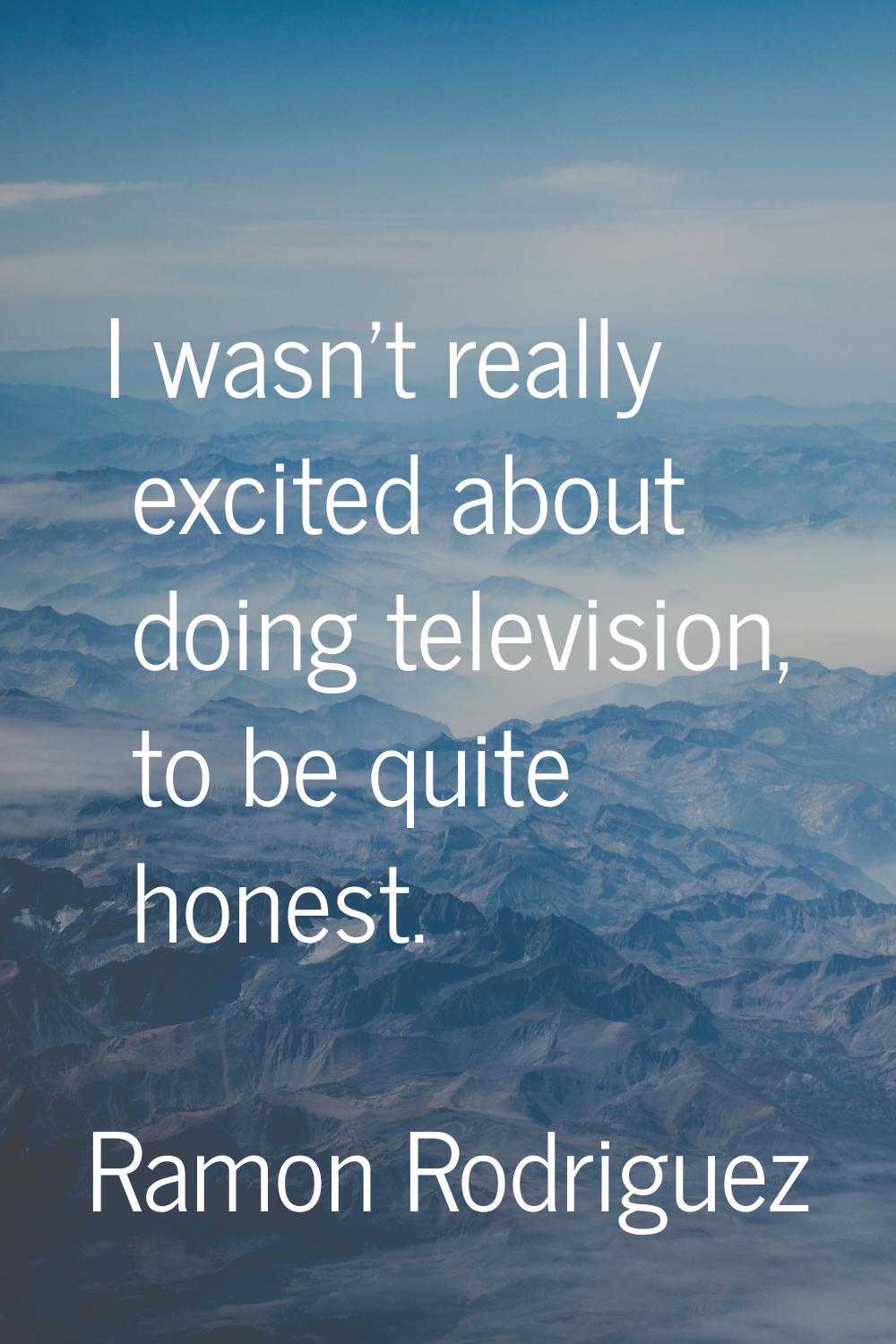 I wasn't really excited about doing television, to be quite honest.