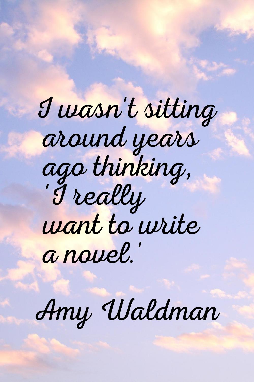 I wasn't sitting around years ago thinking, 'I really want to write a novel.'