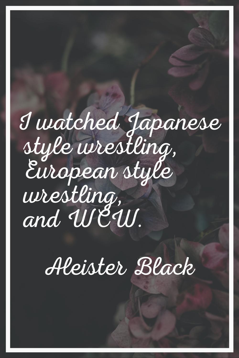 I watched Japanese style wrestling, European style wrestling, and WCW.