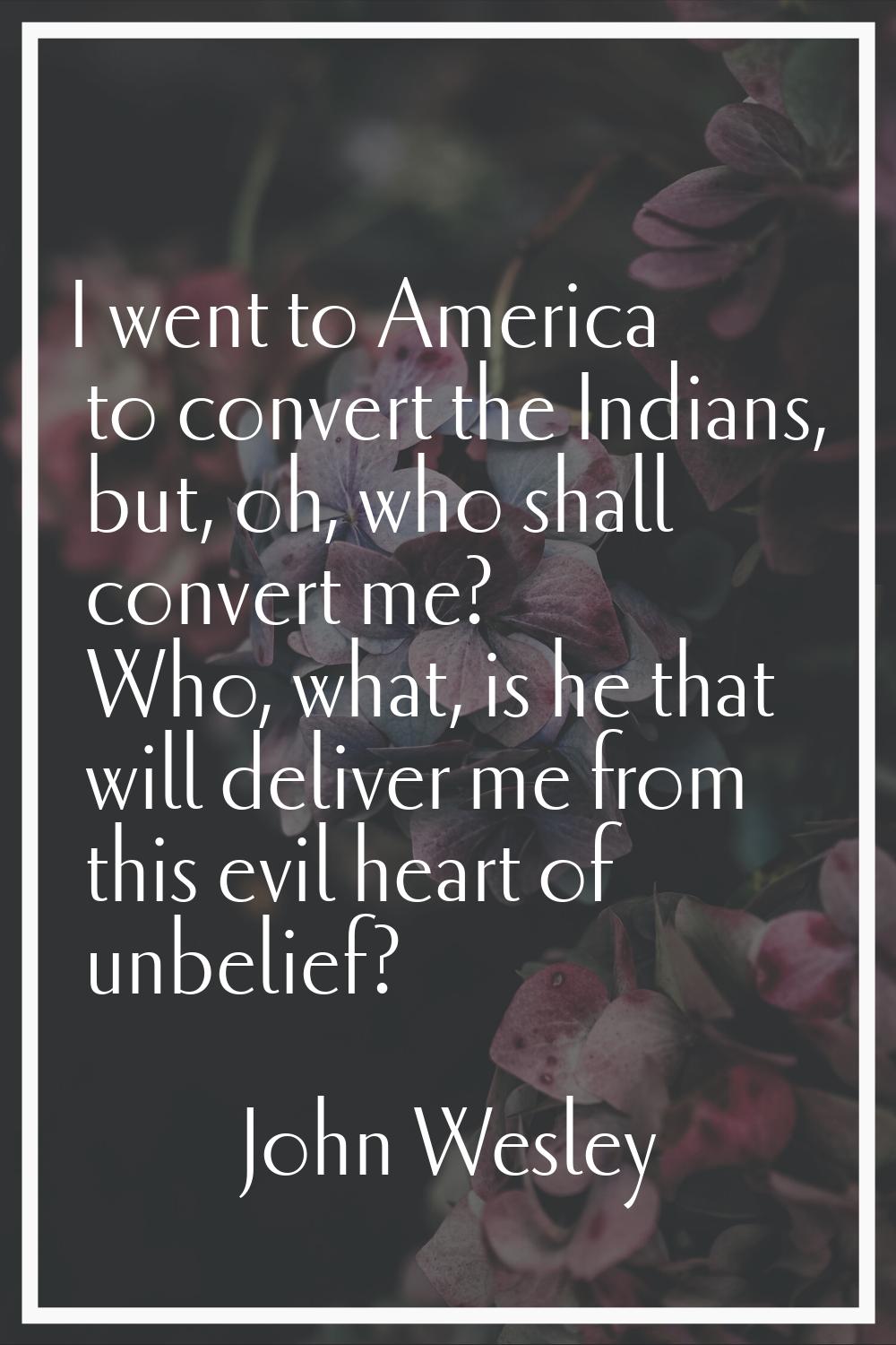 I went to America to convert the Indians, but, oh, who shall convert me? Who, what, is he that will