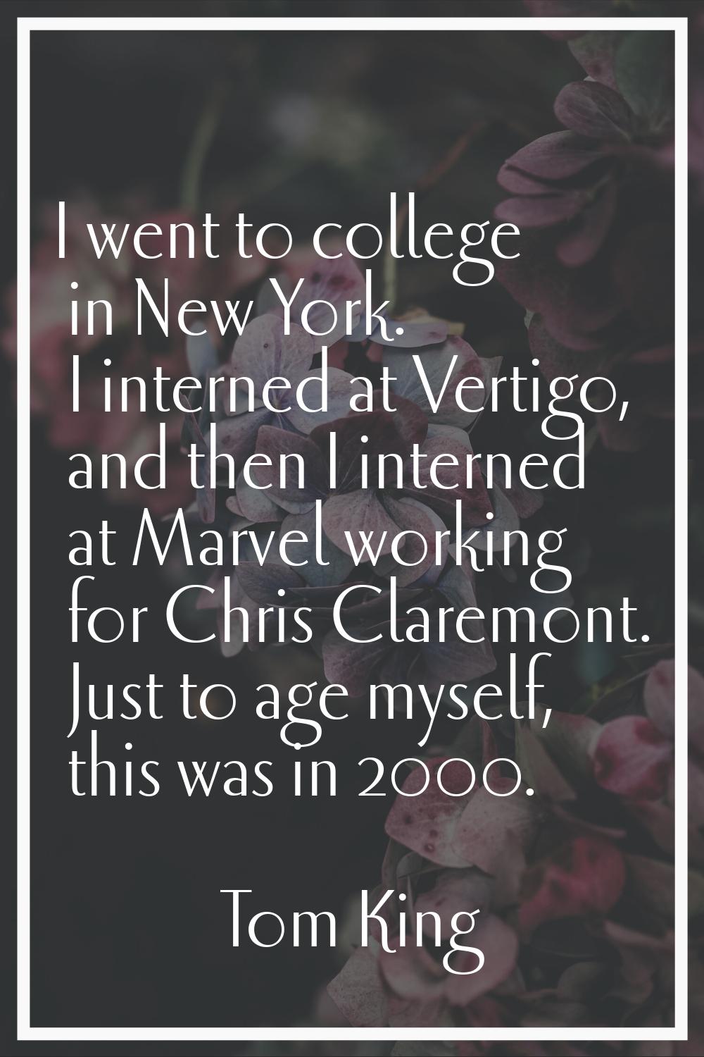 I went to college in New York. I interned at Vertigo, and then I interned at Marvel working for Chr