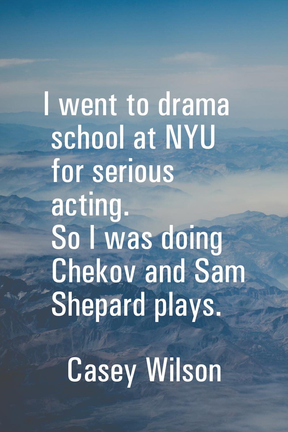 I went to drama school at NYU for serious acting. So I was doing Chekov and Sam Shepard plays.