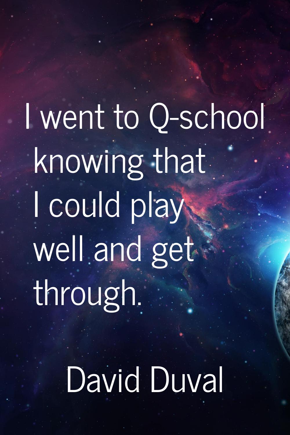 I went to Q-school knowing that I could play well and get through.