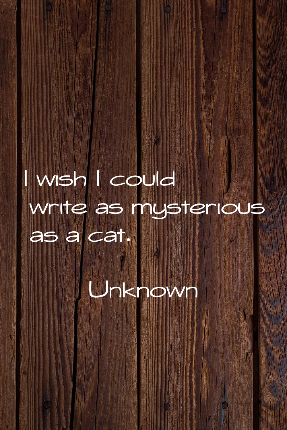 I wish I could write as mysterious as a cat.