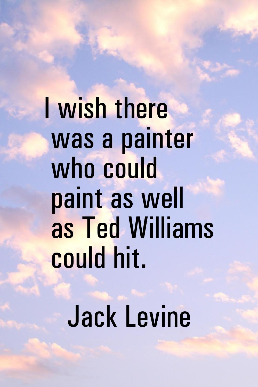 I wish there was a painter who could paint as well as Ted Williams could hit.