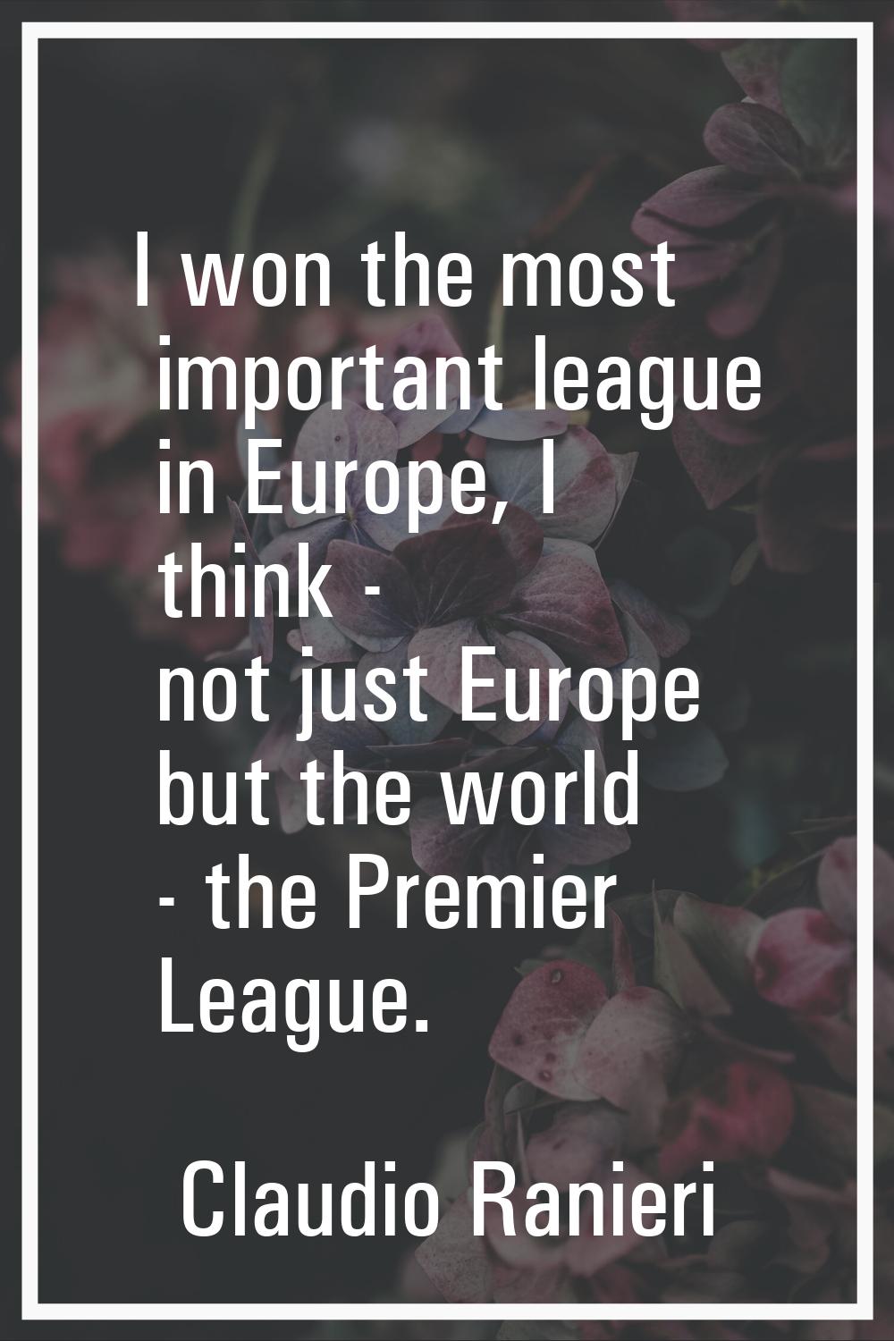 I won the most important league in Europe, I think - not just Europe but the world - the Premier Le