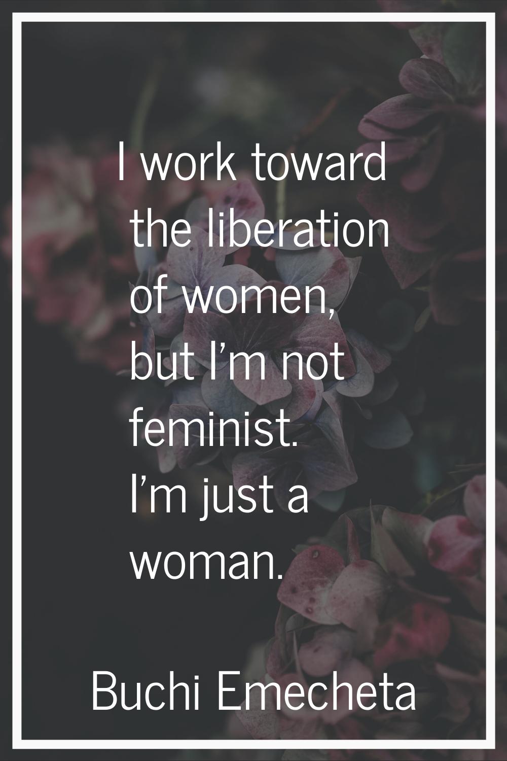 I work toward the liberation of women, but I'm not feminist. I'm just a woman.