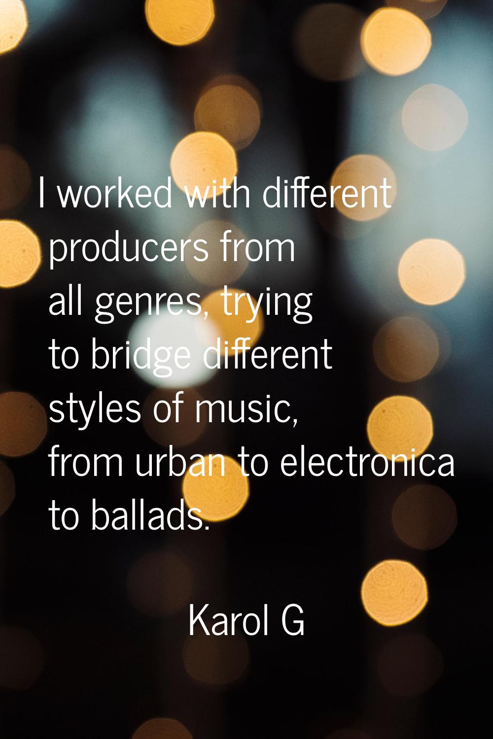 I worked with different producers from all genres, trying to bridge different styles of music, from