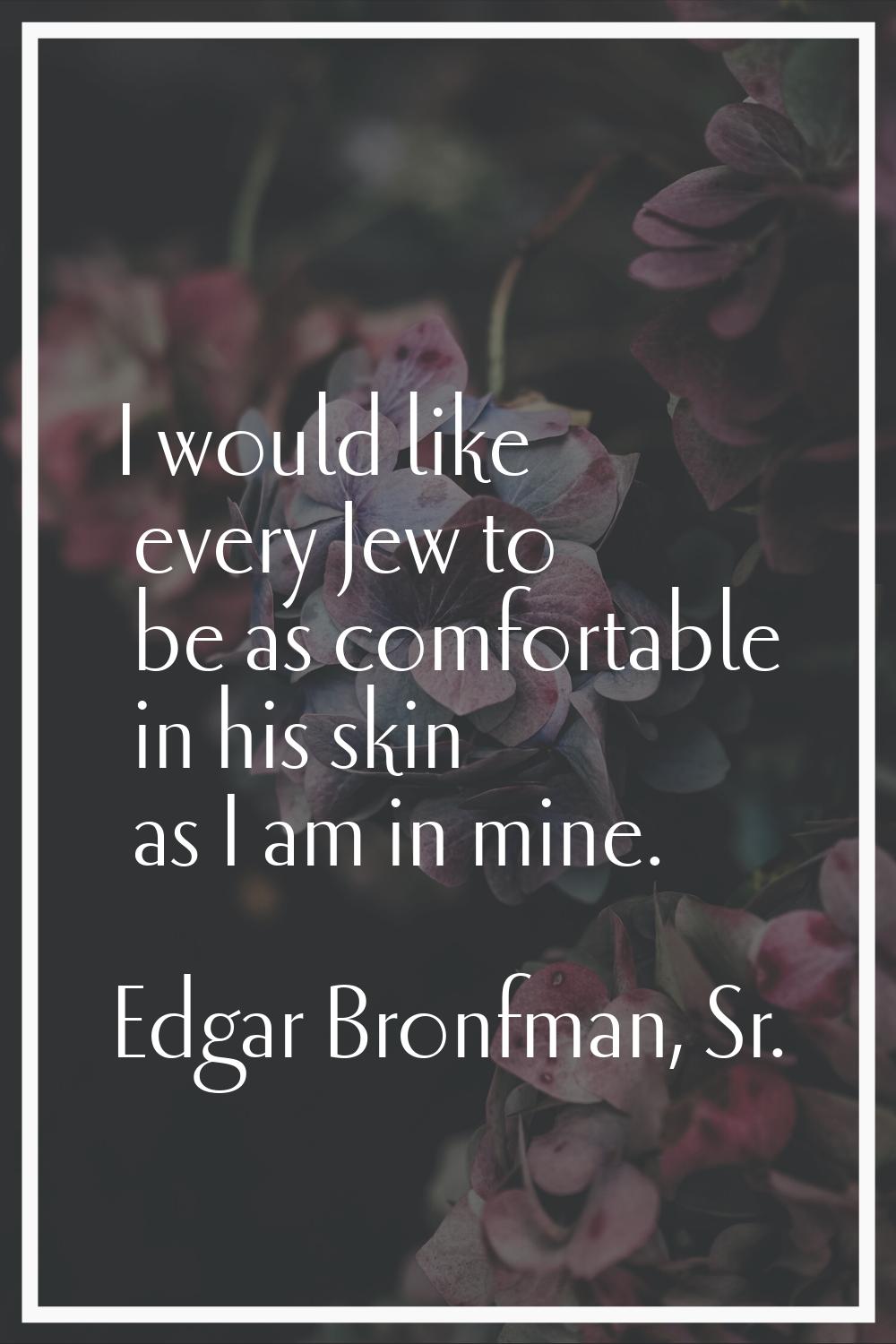I would like every Jew to be as comfortable in his skin as I am in mine.