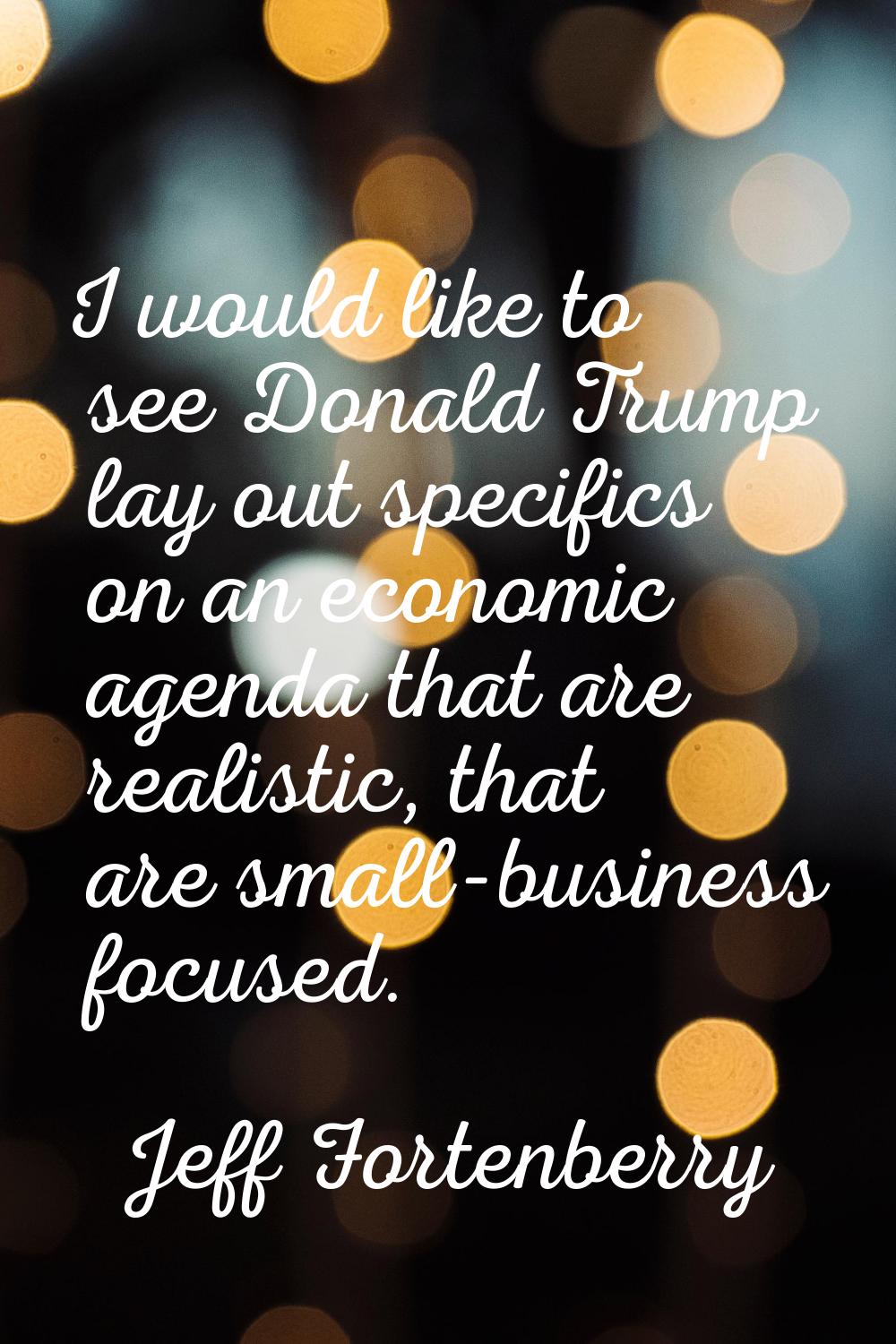 I would like to see Donald Trump lay out specifics on an economic agenda that are realistic, that a
