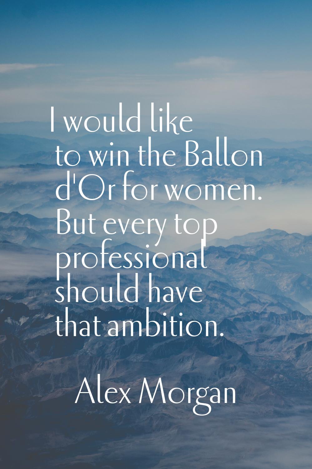 I would like to win the Ballon d'Or for women. But every top professional should have that ambition