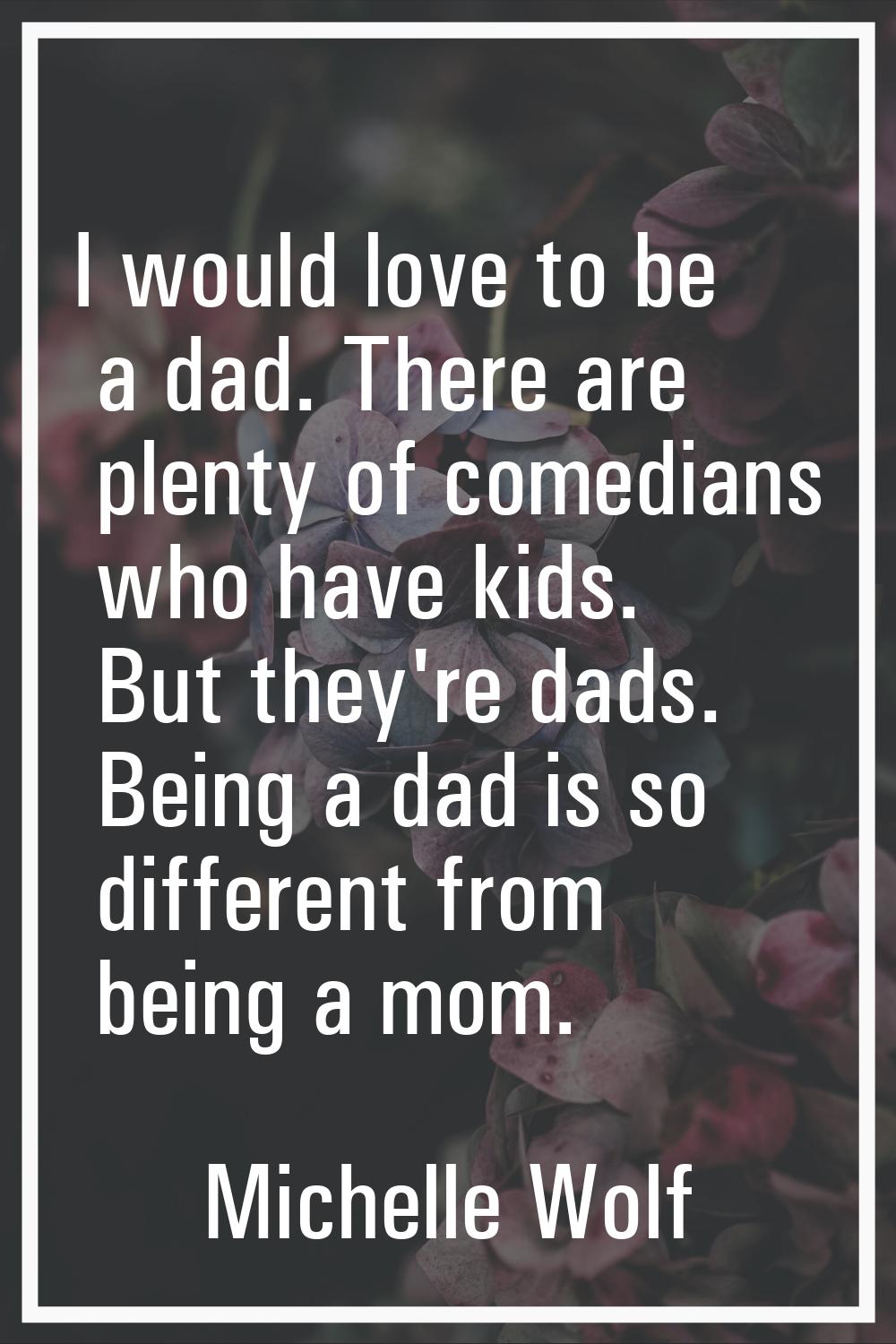 I would love to be a dad. There are plenty of comedians who have kids. But they're dads. Being a da