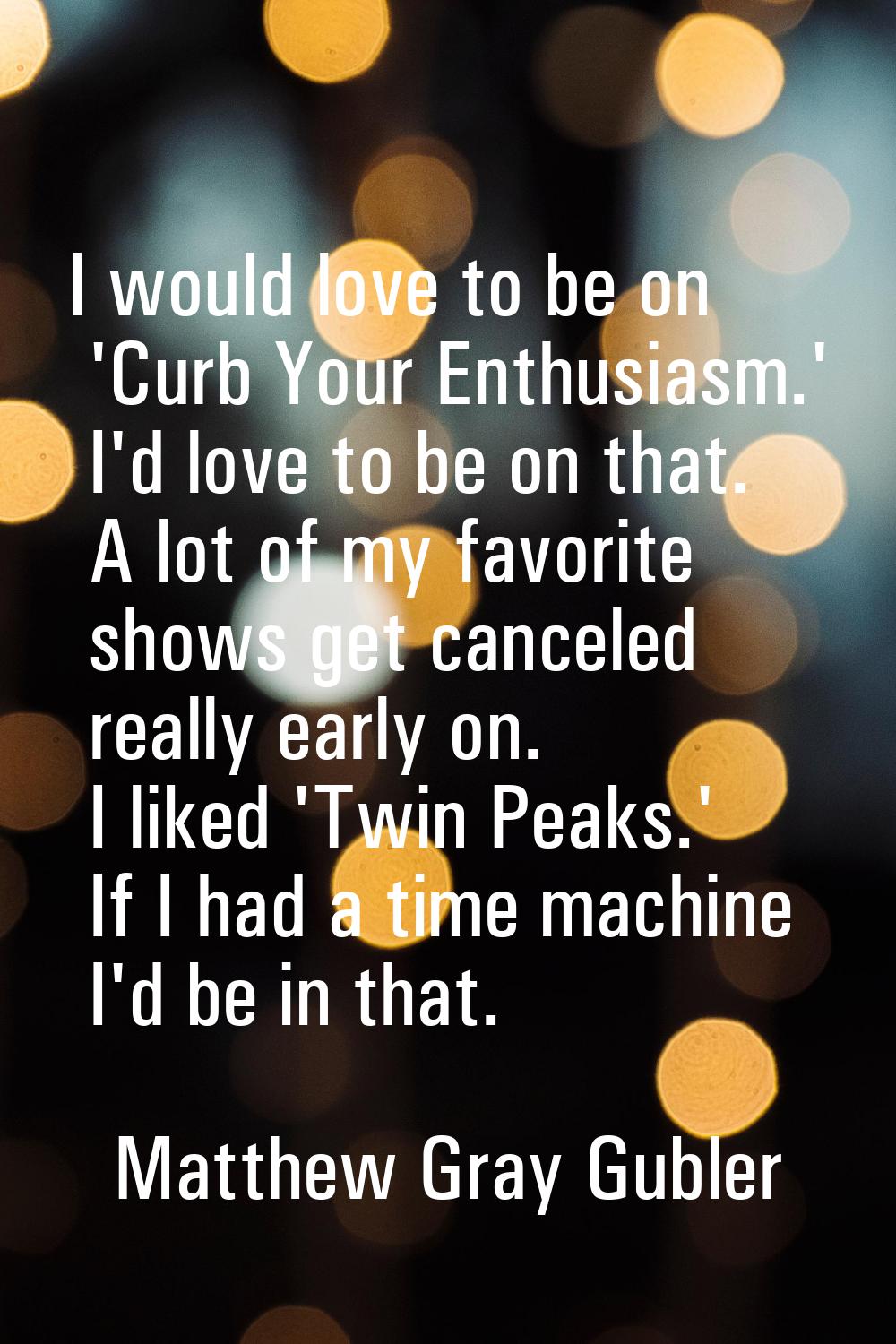 I would love to be on 'Curb Your Enthusiasm.' I'd love to be on that. A lot of my favorite shows ge