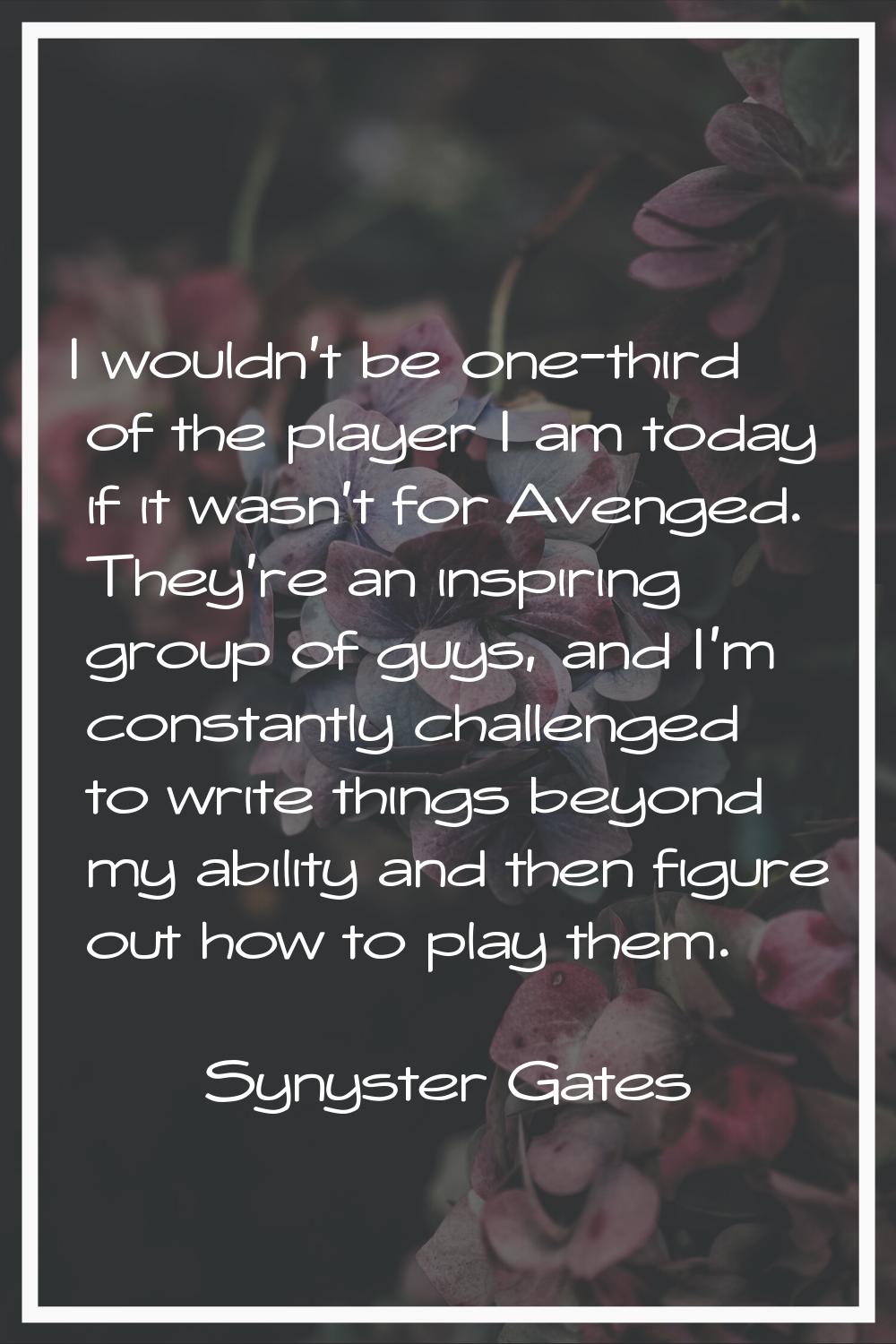 I wouldn't be one-third of the player I am today if it wasn't for Avenged. They're an inspiring gro